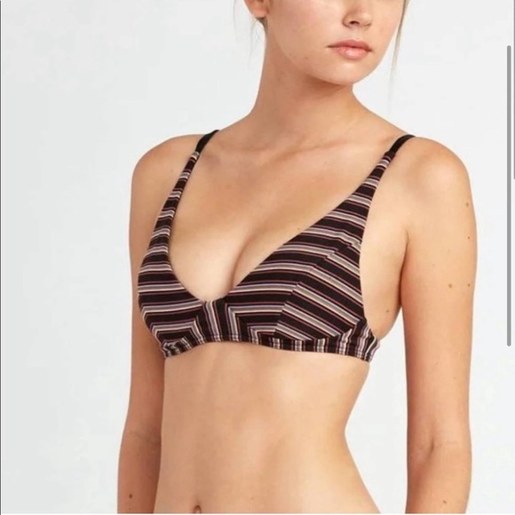 NWOT RVCA Black  Bandit Bralette Bikini Top Medium - Picture 2 of 6